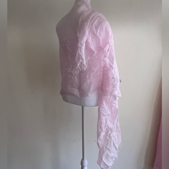 NWT $240.00 120% Lino Made Italy Pink Scarf Wrap Natural Luxury - Picture 7 of 11